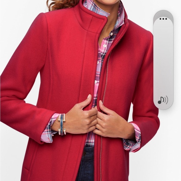 Talbots Plus Fabric woven in Italy Bold Red Trench Coat - Picture 4 of 11